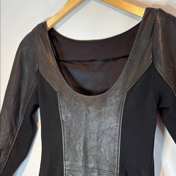 DIANE VON FURSTENBURG DVF Leather Cocktail Holiday Party Sexy Mini Dress Sz 6 - Picture 7 of 12